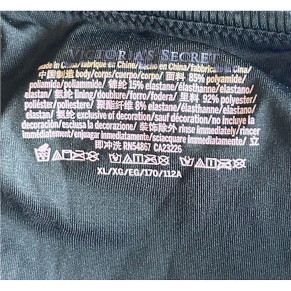 Victoria's Secret Black Ribbed One-Piece with Logo Buckle Belt - Picture 5 of 5